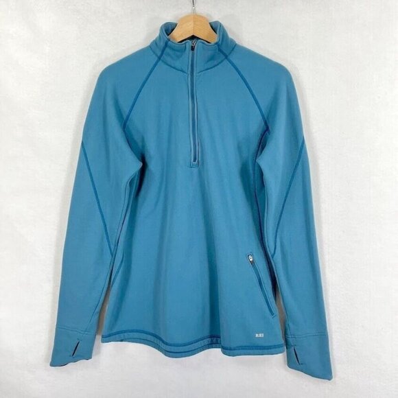 REI 1/4 Zip Long Sleeve With Thumb Holes Pull Over French Terry Jacket L Blue - Picture 1 of 7